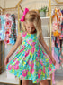 Bowtism Girls Tropical Floral Dress with Matching Bow - Bowtism